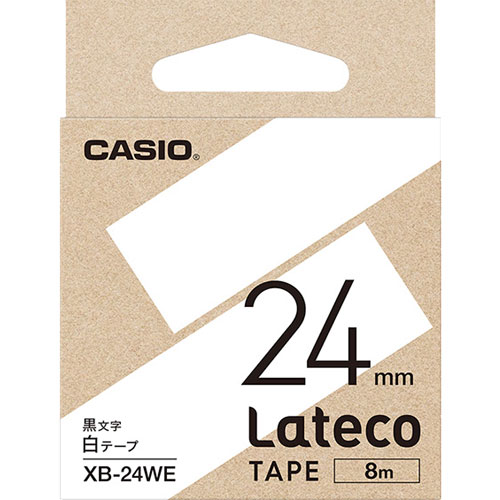 カシオ Latecoテープ XB-24WE [Lateco用テープ 24mm 白/黒文字]