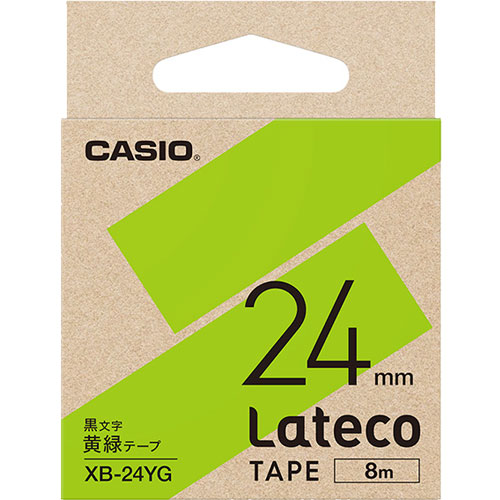 Latecoテープ XB-24YG [Lateco用テープ 24mm 黄緑/黒文字]