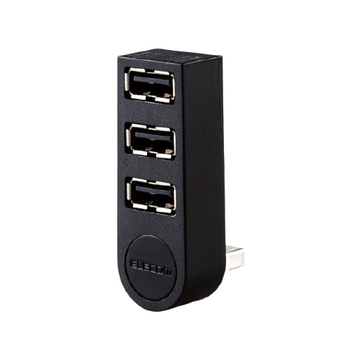 エレコム U2H-TZ325BBK [USB2.0ハブ/バスパワー/3ポート/直挿し/ブラック]