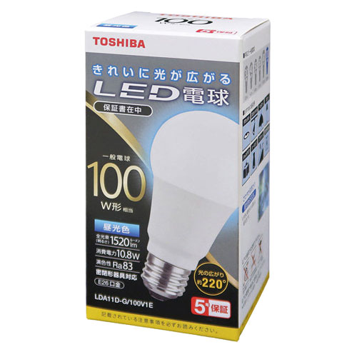 東芝 LDA11D-G/100V1E [LED電球 A形E26 220度 100W相当 昼光色]