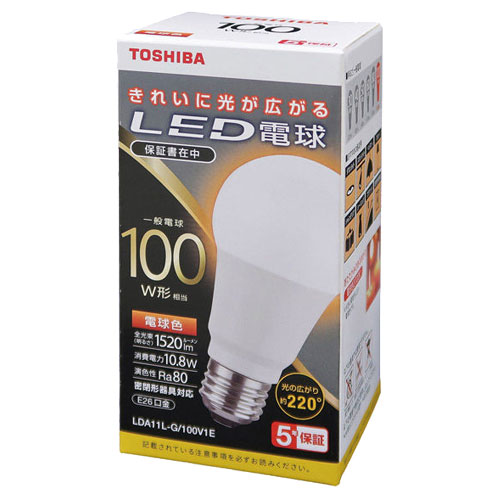 東芝 LDA11L-G/100V1E [LED電球 A形E26 220度 100W相当 電球色]