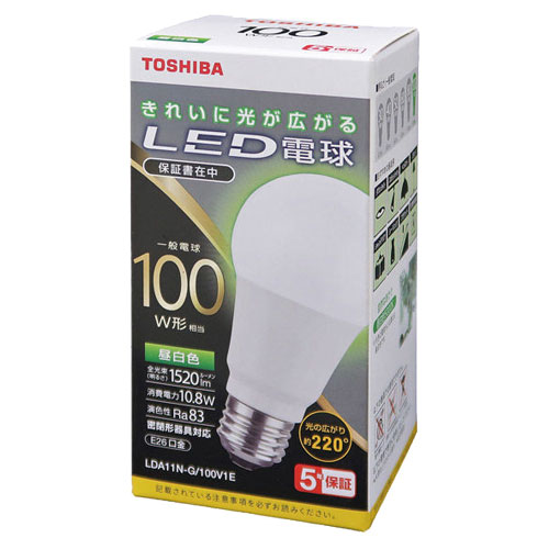 東芝 LDA11N-G/100V1E [LED電球 A形E26 220度 100W相当 昼白色]