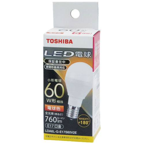 東芝 LDA6L-G-E17S60V2E [LED電球 A形E17 180度 60W相当 電球色]