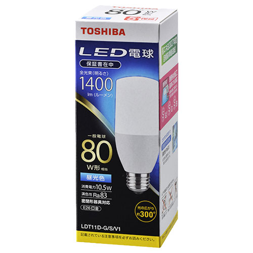 東芝 LDT11D-G/S/V1 [LED電球 T形E26 300度 80W相当 昼光色]