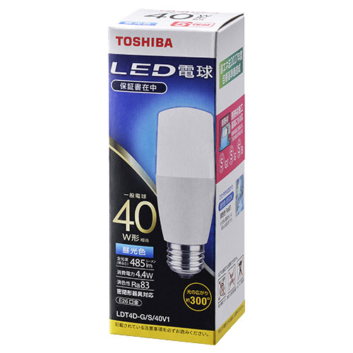 東芝 LDT4D-G/S/40V1 [LED電球 T形E26 300度 40W相当 昼光色]