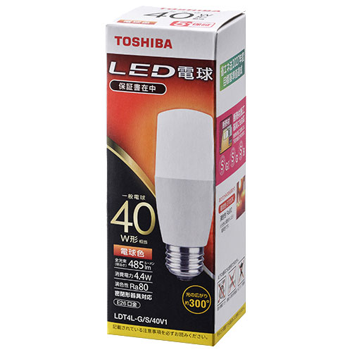 東芝 LDT4L-G/S/40V1 [LED電球 T形E26 300度 40W相当 電球色]