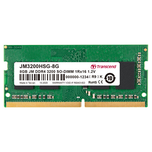 トランセンド JM3200HSG-8G [8GB JetRam DDR4 3200 SO-DIMM 1Rx16 (1Gx16) CL22 1.2V]