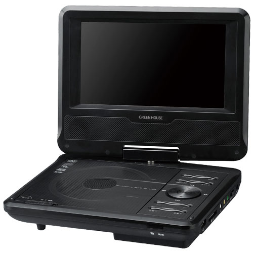 グリーンハウス GH-PDV7L-BK [7型ワイド ポータブルDVDプレーヤー 乾電池 ブラック]