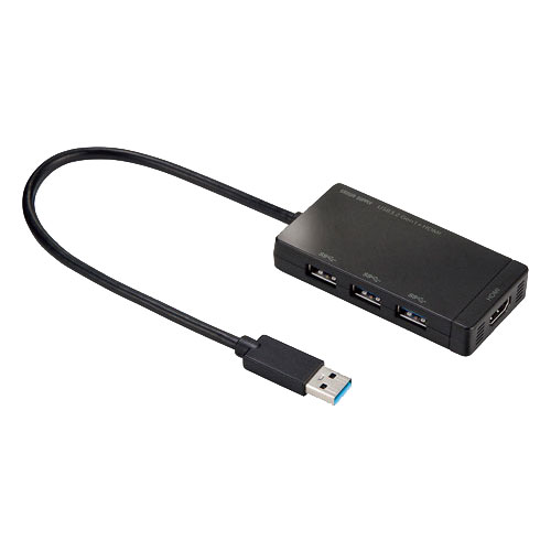 サンワサプライ USB-3H332BK [HDMIポート搭載 USB3.2Gen1 3ポートハブ]