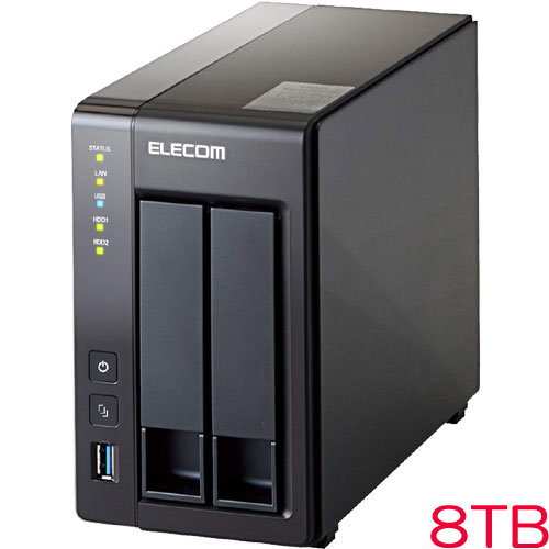 エレコム KTB-5A8T2BL [キッティング/設定/LinuxNAS/2Bay/8TB]