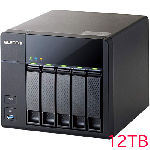 エレコム KTG-7A12T5BL [キッティング/10GbE/LinuxNAS/5Bay4D版/12TB]