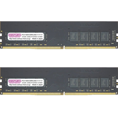 センチュリーマイクロ CB32GX2-D4U2400 [64GB kit (32GBx2) DDR4-2400 (PC4-19200) Unbuffered DIMM 288pin Dual RANK]