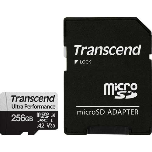 トランセンド TS256GUSD340S [256GB microSDXC 340S Class 10、UHS-I U3、V30、A2 対応 SDカードアダプタ付属]