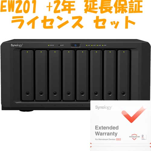 Synology 【延長保証EW201セット】DS1821+ [DiskStation 8ベイ NAS 4コア Ryzen V1500B 4GBメモリ GbEｘ4 PCIe拡張]