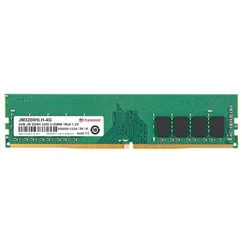 トランセンド JM3200HLH-4G [4GB JetRam DDR4 3200 U-DIMM 1Rx8 (512Mx8) CL22 1.2V]