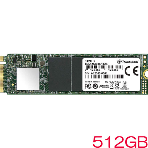 トランセンド TS512GMTE112S [512GB PCIe SSD 112S M.2(2280) NVMe PCIe Gen3 x4 3D TLC 片面実装]