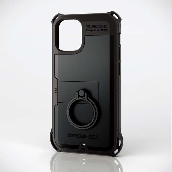 エレコム PM-A20AZERORBK [iPhone12mini/ハイブリッドケース/リング付き/ブラック]