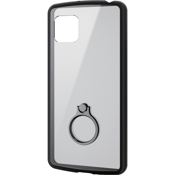 エレコム PM-S205TSLFCRBK [AQUOS sense4/sense5G/ケース/リング付き/ブラック]