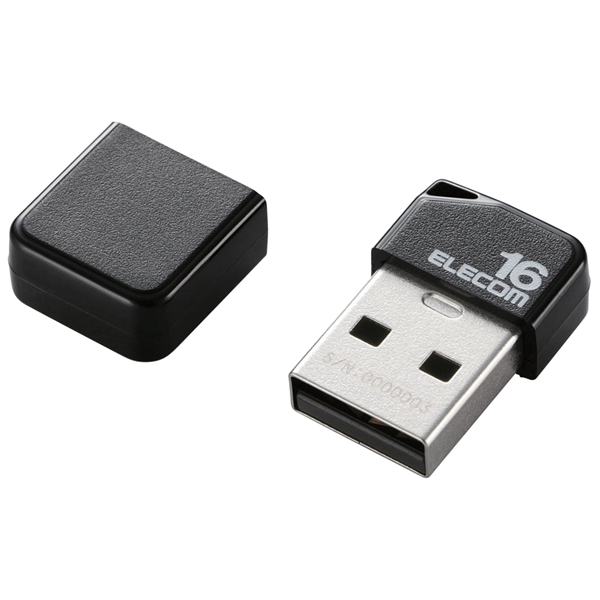 エレコム MF-SU2B16GBK [USBメモリ/USB2.0/小型/キャップ付/16GB/ブラック]