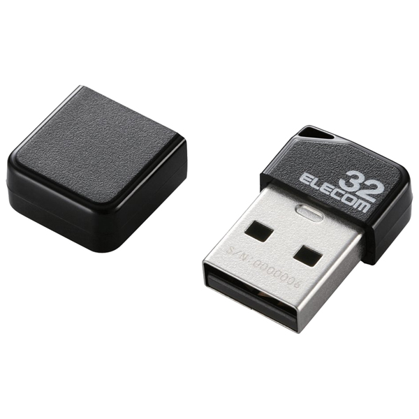 エレコム MF-SU2B32GBK [USBメモリ/USB2.0/小型/キャップ付/32GB/ブラック]