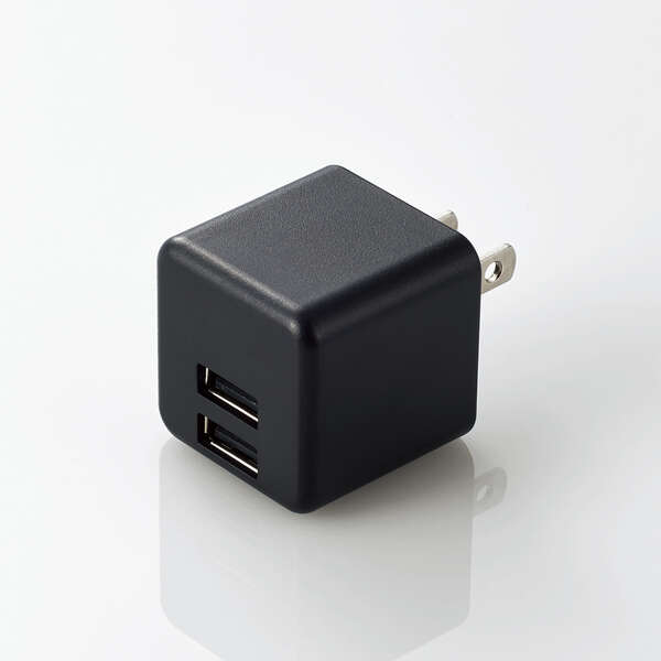 エレコム MPA-ACU11BK [AC充電器/USB-Aメス2ポート/キューブ型/ブラック]