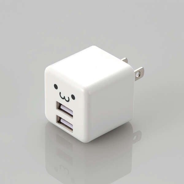 エレコム MPA-ACU11WF [AC充電器/USB-Aメス2ポート/キューブ型/ホワイトフェイス]