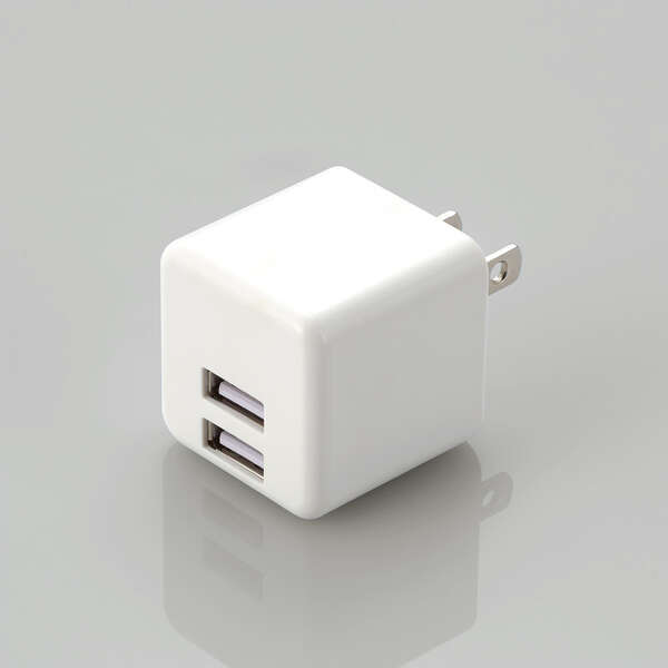 エレコム MPA-ACU11WH [AC充電器/USB-Aメス2ポート/キューブ型/ホワイト]