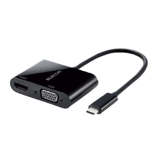 エレコム AD-CHDMIVGABK [USB Type-Cアダプタ/HDMI&VGA/ブラック]