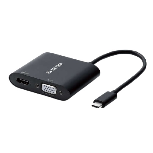 エレコム AD-CHDMIVGAHBK [USB Type-Cアダプタ/HDMI&VGA/拡張出力/ブラック]