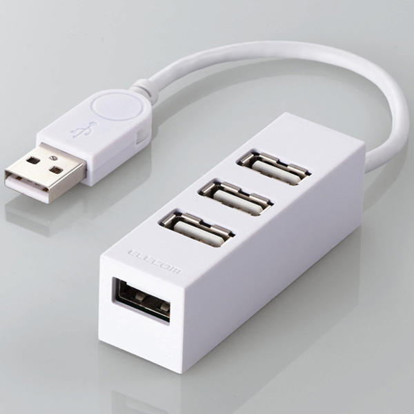 エレコム U2H-TZ426BWH [USB2.0ハブ/バスパワー/4ポート/10cm/ホワイト]