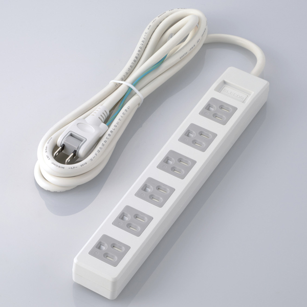エレコム T-T1C-3625WH [3pinタップ/ホコリシャッター付/6個口/2.5m/ホワイト]