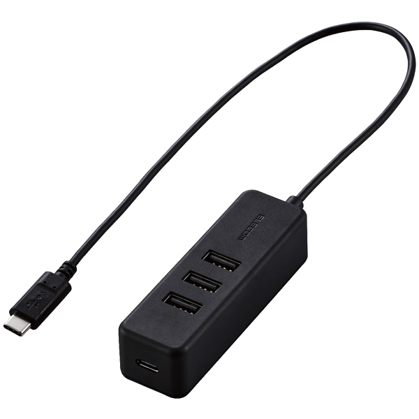 エレコム U2HC-T431PBK [USB Type-C ハブ/USB2.0/30cm/ブラック]