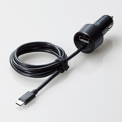 エレコム MPA-CCCQ03BK [シガーチャージャー/USB Type-C(QC3.0)/1USB/ブラック]