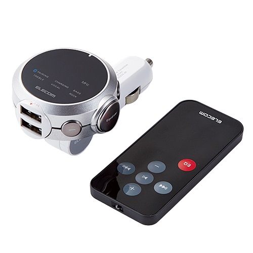 エレコム LAT-FMBTB05RSV [FMトランスミッター/Bluetooth/USB2ポート/2.4A/シルバー]
