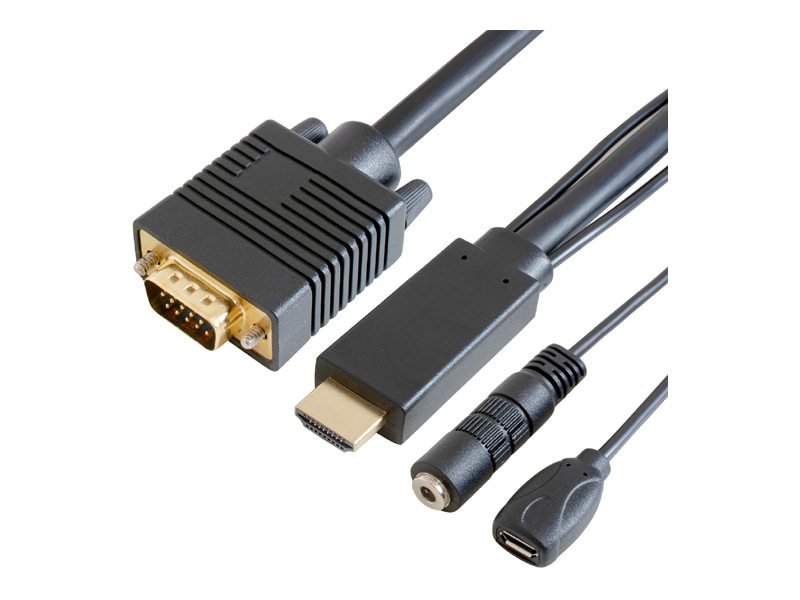 GOPPA GP-HDV15K GP-HDV15K-10 [HDMI→VGAケーブル 1m (3.5・microBポート) ブラック]