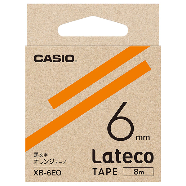 カシオ XB-6EO [Latecoテープ6mmオレンジ/黒文字]