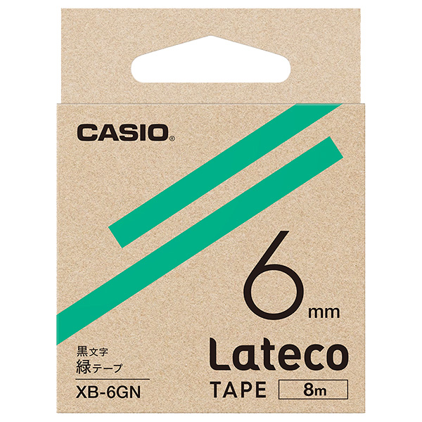 カシオ XB-6GN [Latecoテープ6mm緑/黒文字]