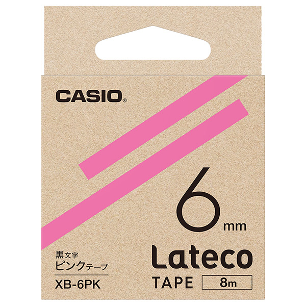 カシオ XB-6PK [Latecoテープ6mmピンク/黒文字]