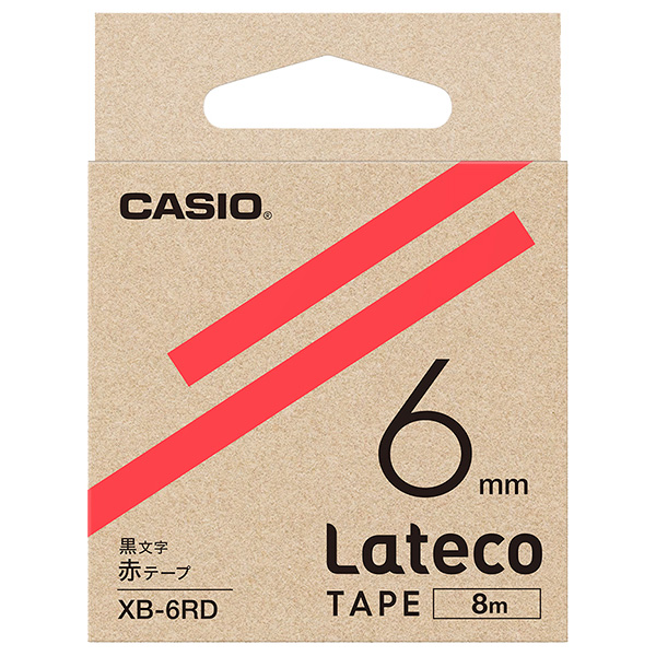 カシオ XB-6RD [Latecoテープ6mm赤/黒文字]