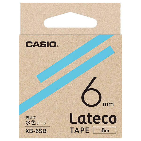 カシオ XB-6SB [Latecoテープ6mm水色/黒文字]