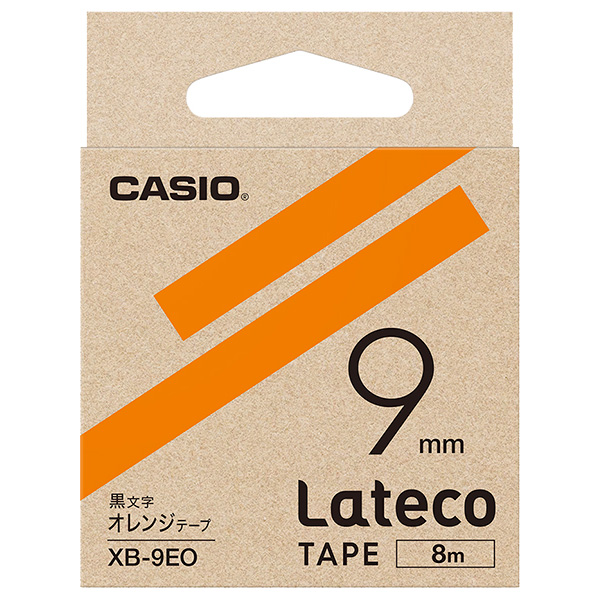カシオ XB-9EO [Latecoテープ9mmオレンジ/黒文字]