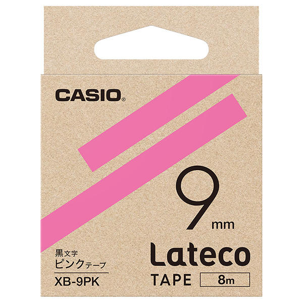 カシオ XB-9PK [Latecoテープ9mmピンク/黒文字]