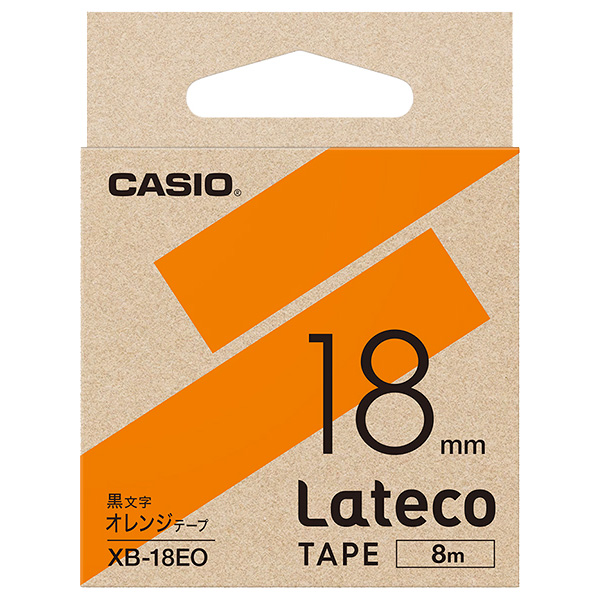 カシオ XB-18EO [Latecoテープ18mmオレンジ/黒文字]