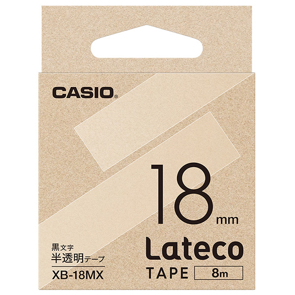 カシオ XB-18MX [Latecoテープ18mm半透明/黒文字]
