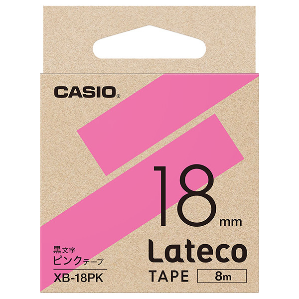 カシオ XB-18PK [Latecoテープ18mmピンク/黒文字]