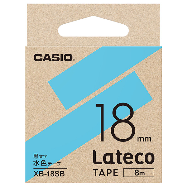 カシオ XB-18SB [Latecoテープ18mm水色/黒文字]