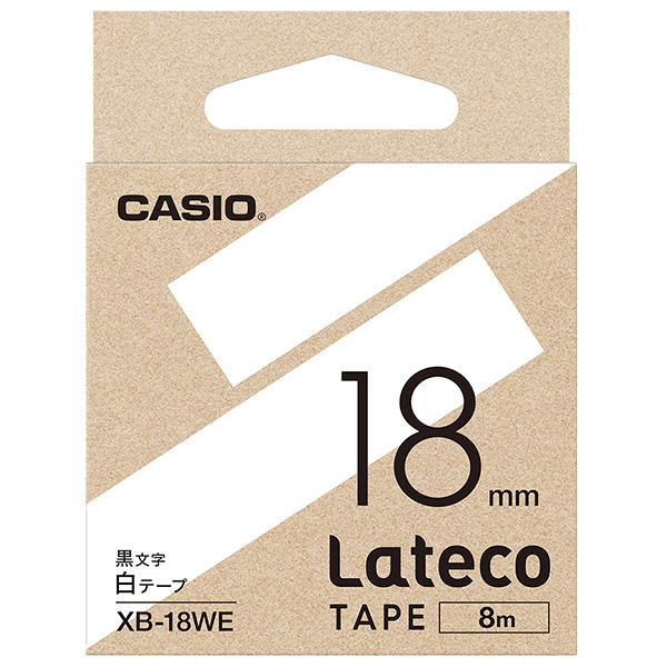 カシオ XB-18WE [Latecoテープ18mm白/黒文字]