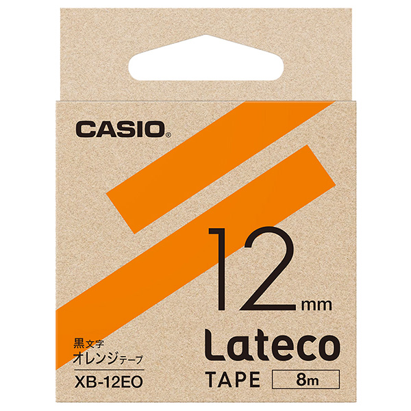 カシオ XB-12EO [Latecoテープ12mmオレンジ/黒文字]