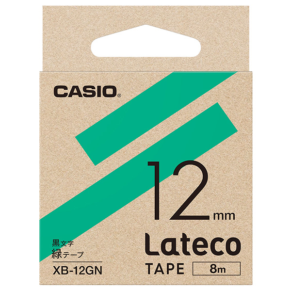 カシオ XB-12GN [Latecoテープ12mm緑/黒文字]