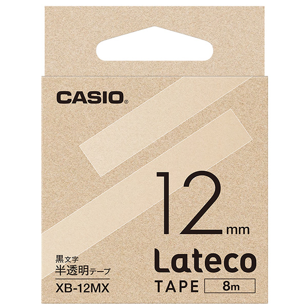 カシオ XB-12MX [Latecoテープ12mm半透明/黒文字]
